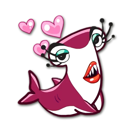 hiu, hiu merah muda, hiu yang glamor, emblem hiu glamor