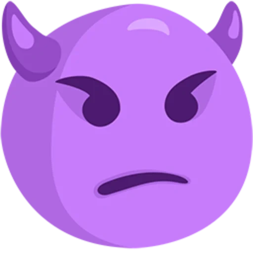 emoji, enfant, emoji est en colère, emoji est un démon violet, émoticône violet avec des cornes