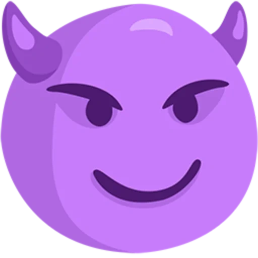 эмоджи, смайлик чертик, смайлик дьявол, анимированные эмодзи, эмодзи фиолетовый демон
