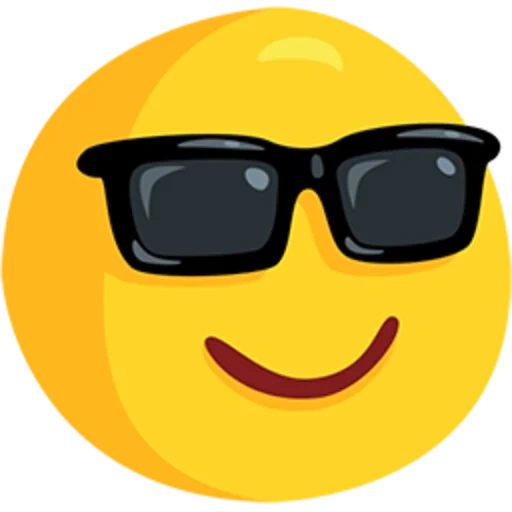emoji felice, occhiali sorridenti, smiley degli occhiali neri, occhiali soleggiati emoji