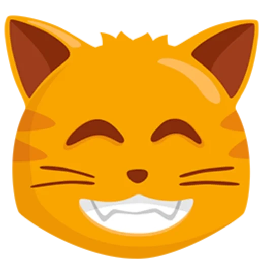 kucing emoji, cat smileik, kucing emoji tertawa, emoji cat menyeringai, senyum kucing tersenyum