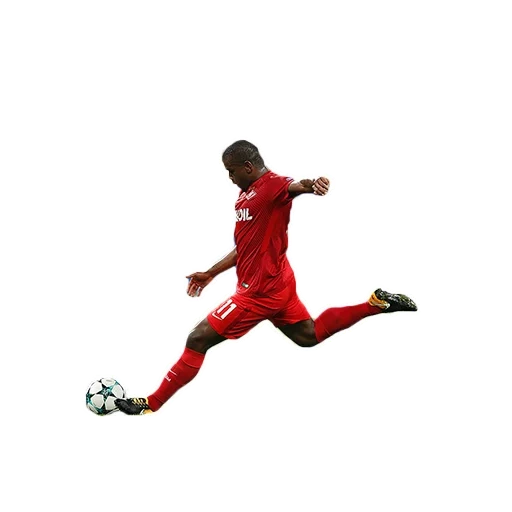 footballer, joueurs de football, footballeur rouge, illustration d'un joueur de football en cours d'exécution, vue latérale du joueur de football jouant au ballon