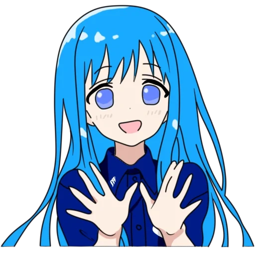 arte de anime, gyate gyate, chica anime, personajes de anime, cabello azul del anime