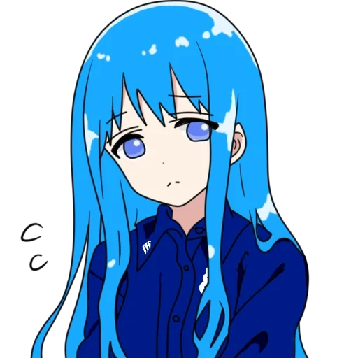 аниме арты, аниме волосы, аниме девушки, персонажи аниме, синие волосы аниме