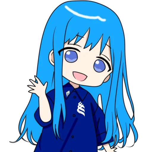 anime, humano, gyate gyate, cabello azul del anime
