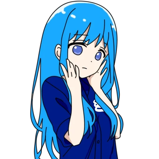 animação, criatividade de animação, animação azul, menina anime, cabelo de anime azul
