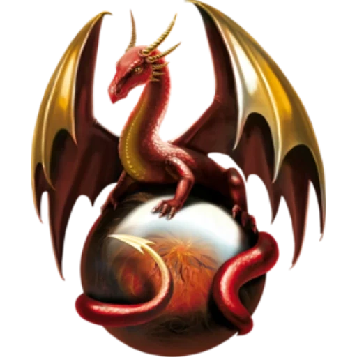 dragons, la force du dragon, dragon avec un fond blanc, dragon doré rouge, le dragon est un fond transparent