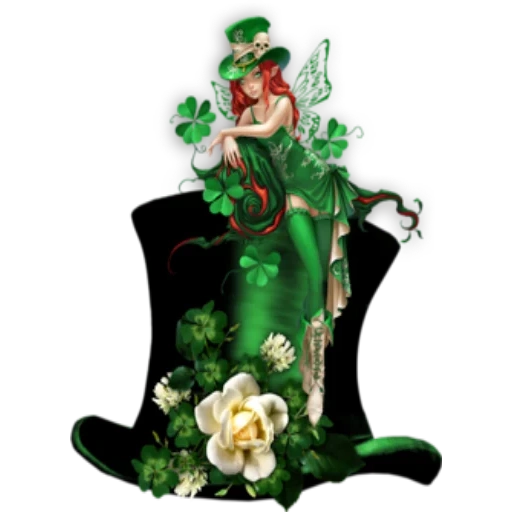 fairy leprekon, fairytale hats, ireland fairy lepreecons, clover leprekon ireland, st patrick leprecons art
