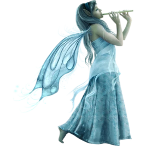 clipart, ferraille kira, sur un fond transparent, le cadre est un fond transparent, robe longue bleu de fée avec un fond transparent