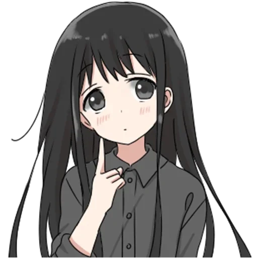 тян, аниме, рисунок, girl with long black hair