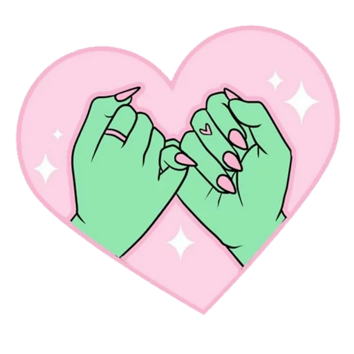 bff, pinky promise, finger the heart, telapak tangan memegang jantung