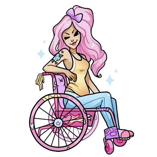 bersepeda, gadis bersepeda, lady gaga wheelchair, girl stroller pola anak laki-laki cacat, pensil lukisan kursi roda gadis