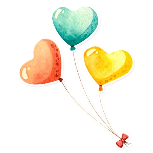 balon, balon berbentuk hati, balon penjepit, cat air balon, vektor inti gas balon