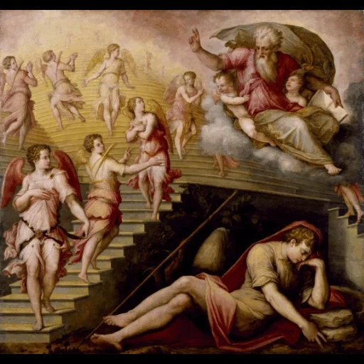 джорджо вазари, масляная живопись, картины репродукции, лестница иакова рафаэль, изобразительное искусство возрождения
