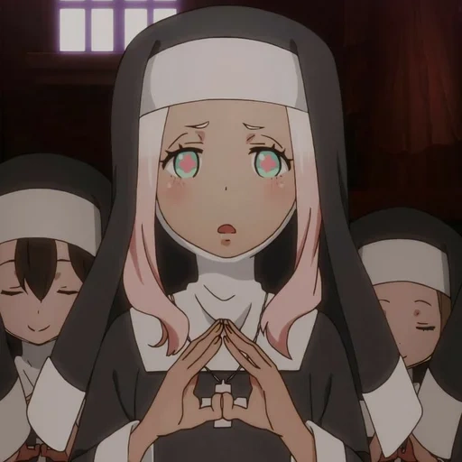 freira de anime, anime sobre freiras, o sétimo espírito da freira, ícones de personagens de anime, ohkubo atsushi fire force 7