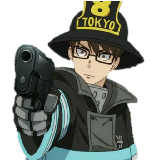 okumura yukio, pneumatico per la forza pompare, fire force chibi, pompieri dei vigili del fuoco 7 distacco, i pompieri antincendio che aprono 1