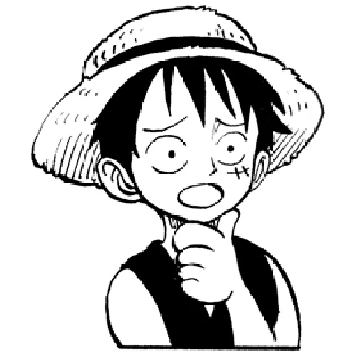 luffy, cartoon character, comic luffy is funny, van pease cartoon luffy, luffy van pease black and white