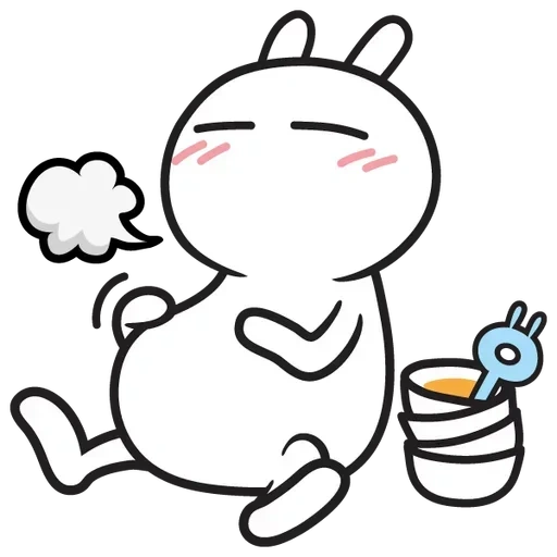 cat, tuzki, smiley, white stickers, japanese hare tuzki