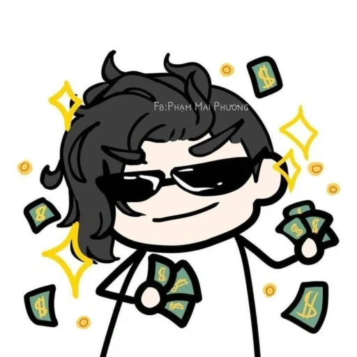 anime, tictok, chibi with money, chibi characters, money money money