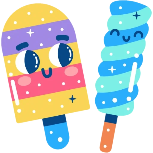 glace à la glace, ice à glace mignonne, glace de couleur, crème glacée kawish avec un bâton, artisanat pour la crème glacée avec un bâton d'enfants de crème glacée