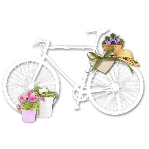велосипед цветы, велосипед цветами, велосипед корзиной, белый велосипед цветами, наклейка велосипед цветами