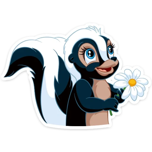 skunk, small flower skunk, cartoon bambi skunk