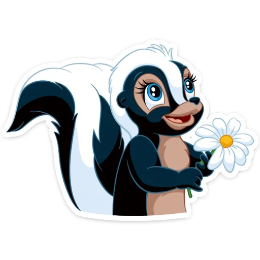 skunk, punas de flores, skunas de bambi de desenho animado