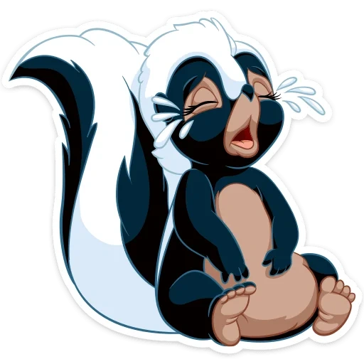 skunk, skuns disney, punas de flores, cartoon gambá