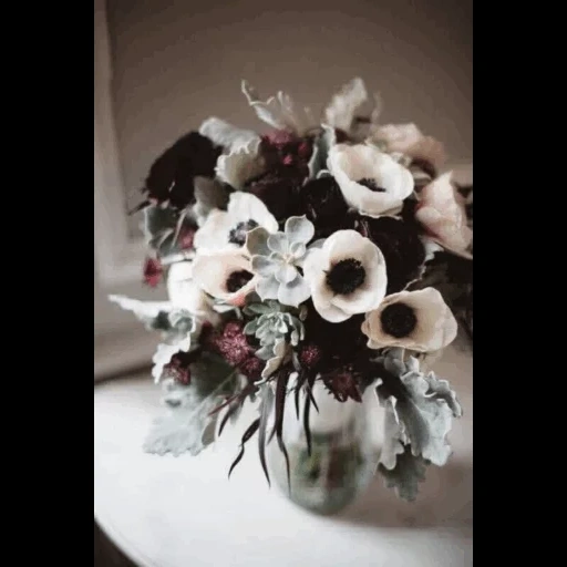 анемоны букет, свадебный букет, цветы флористика, зимний свадебный букет, bridal bouquet химера bouquet химера