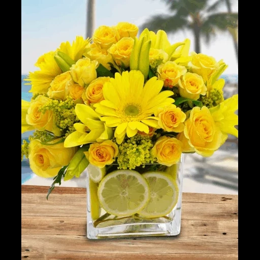 желтые розы, желтые цветы букет, букет желтых цветов, ваза лимонами цветами, красивый желтый букет
