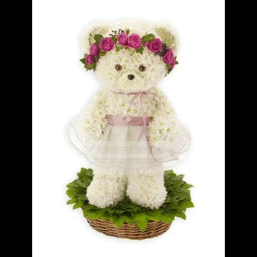 мишка цветов, фигурки цветов, игрушки живых цветов, цветочная композиция мишка, цветочная композиция медведь
