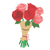 strauß, rosenstrauß, blumenstrauß roter rosen, cartoon roses bouquet