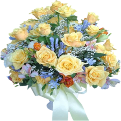 bouquet of floristry, bouquet of yellow roses, alstromeria bouquet, yellow alstromeria bouquet