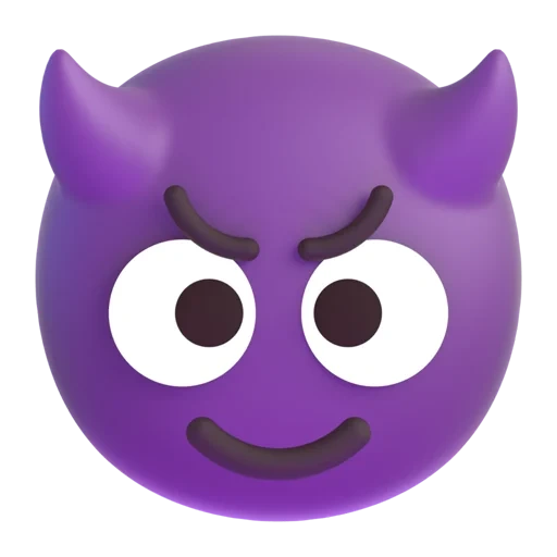 il diavolo di emoji, emoticon viola, violet feature smiley, purple smiley male, emoji è un demone viola