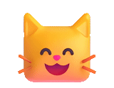 kucing tersenyum, kucing emoji, emoji kucing, toy cat soft joy happy baby