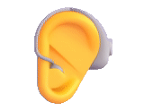 oreille, oreille emoji, rumeur emoji, appareil auditif des emoji, sourit avec une aide auditive