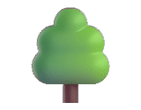 madera, el árbol es una señal, árbol ícono, el arbol es verde, pictograma de madera 3 d