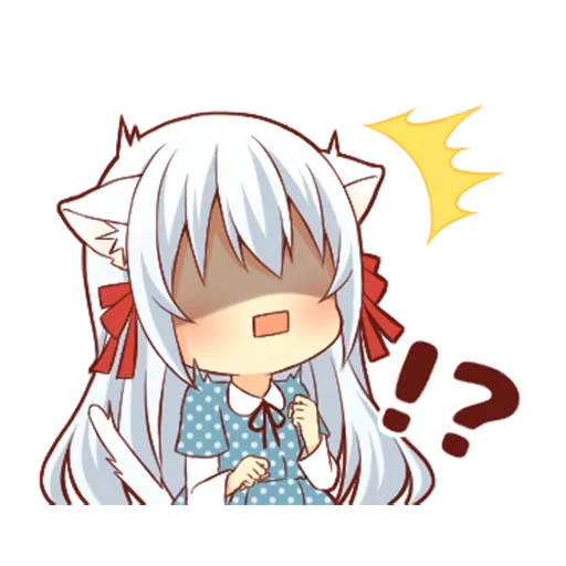 chibi, anime, anime, gracias anime, chica de gato blanco esponjoso