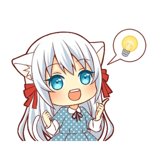 chibi, anime, ragazza gatto, chibi alcuni, anime chibi