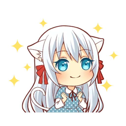 chibi, anime, katzenmädchen, chibi einige, anime chibi