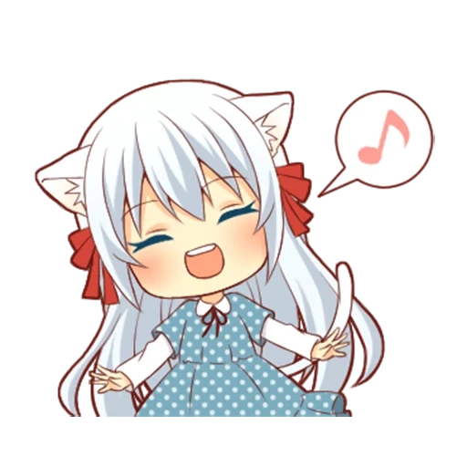 chibi, animação, garota gato, animação, obrigado anime