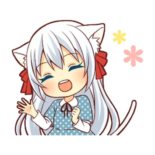 chibi, catwoman, chibi anime, anime merci, fluffy white cat girl