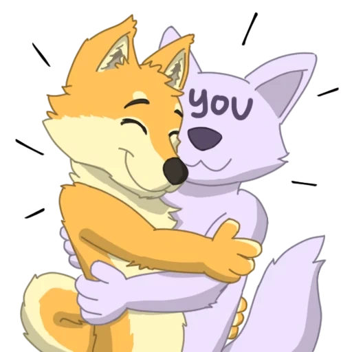 fox furry, fox and hugs, beijo de fry, fry fox couss