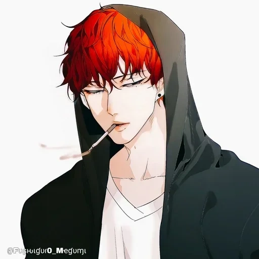 anime boy, a young man with red hair, cartoon characters, red-haired guy art, anime cute boy