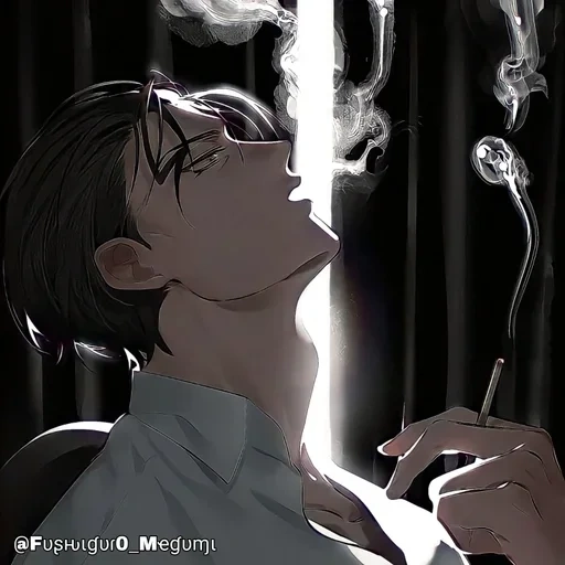 animation art, anime boy, anime cute boy, anime smoking guy, animation aesthetics boy stands upright