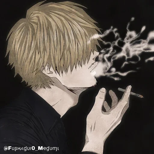 people, figure, anime boy, cartoon animation, anime cigarette