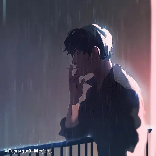 anime boy, anime smoking, traurige anime, 2d boys aesthetic, anime freund raucht