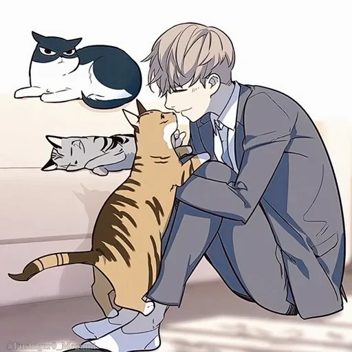 manhua, kyle caden, elliside, cartoon characters, manhua about cats