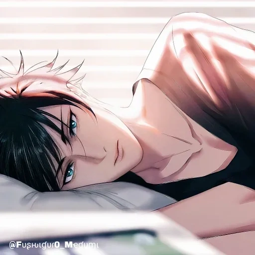 anime man, personaggio di anime, anime guy dorme, anime morning man, anime carino ragazzo