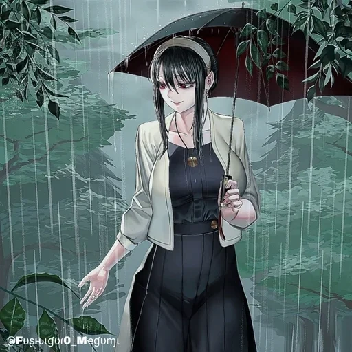 chica anime, mujer anime, hermoso anime, la niña es un hermoso anime, anime tyanka bajo la lluvia